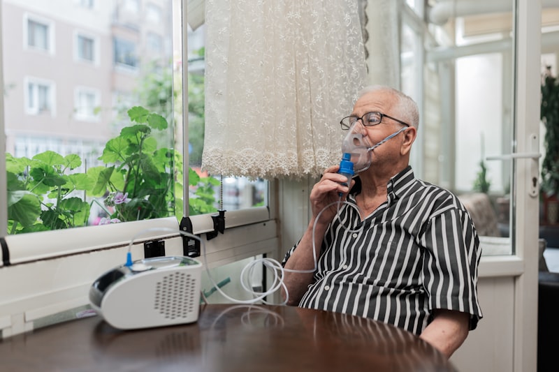 Patient tijdens ademhalingsoefening